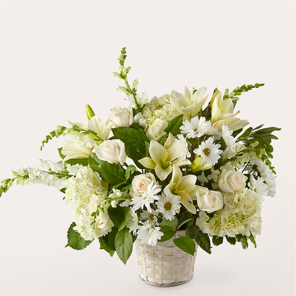 Ivory Elegance Floral Basket – All Occasion Florist, Sevierville TN