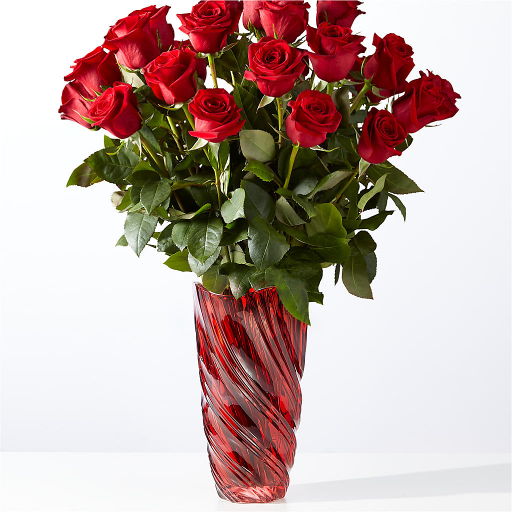 Classic Love Red Rose Bouquet with Luxe Swirl Vase – All Occasion Florist, Sevierville TN