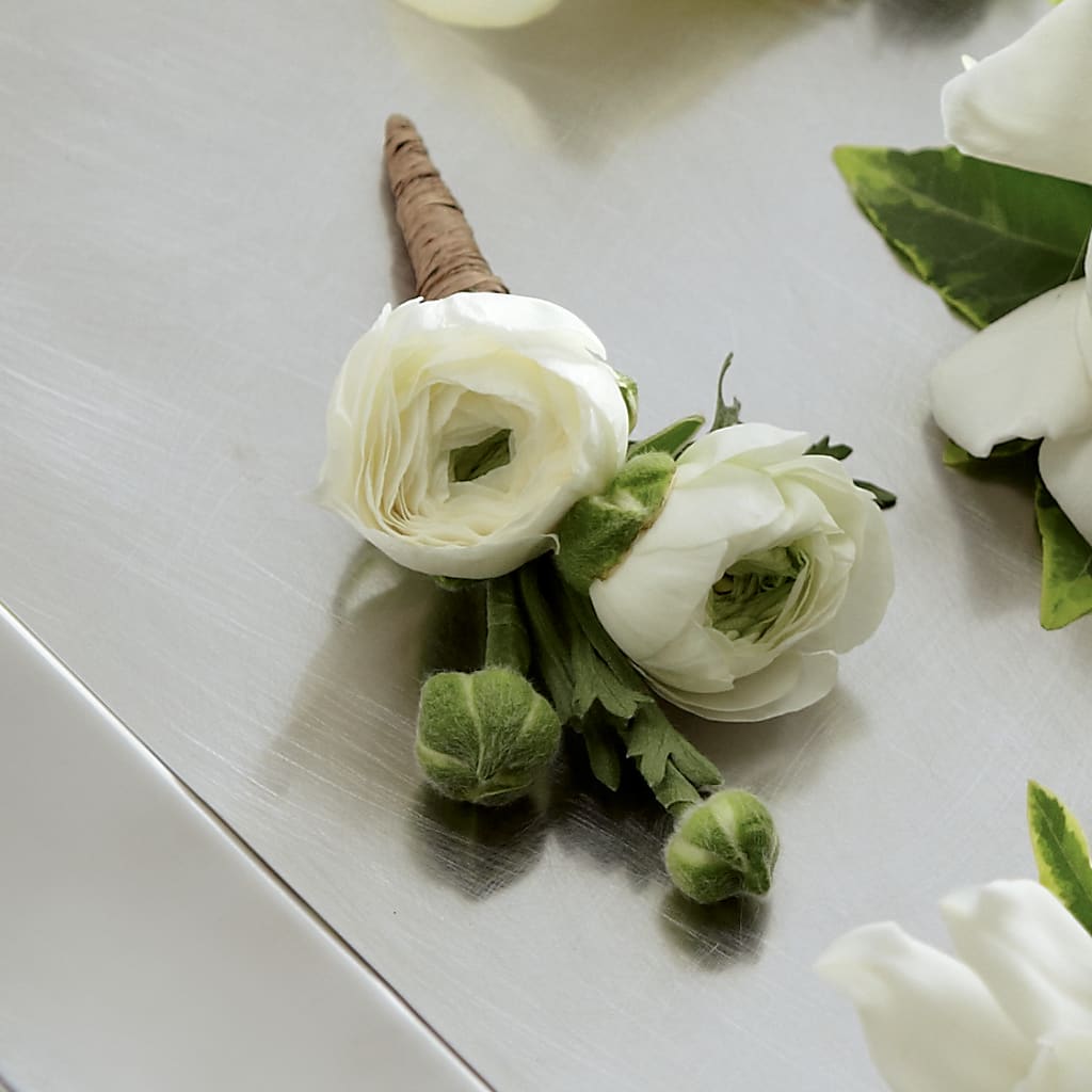 White Ranunculus Boutonniere – All Occasion Florist, Sevierville TN