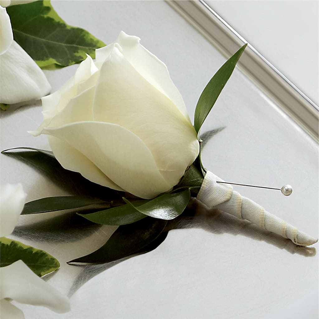 White Rose Boutonniere – All Occasion Florist, Sevierville TN