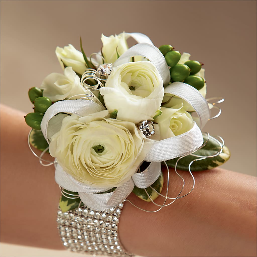 White Wedding Corsage – All Occasion Florist, Sevierville TN