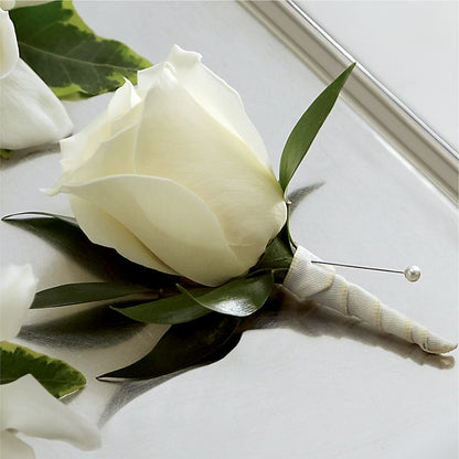 White Rose Boutonniere –  All Occasion Florist, Sevierville TN